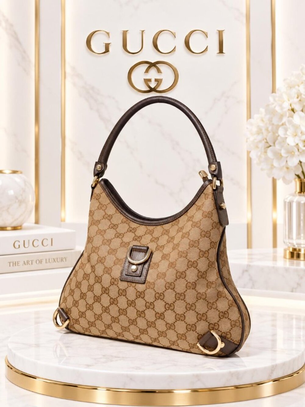 Authentic Gucci GG Canvas Hobo Bag Monogram Shoulder Bag
